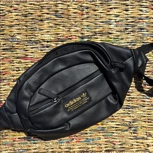 Adidas Black Leather Waist Bag
